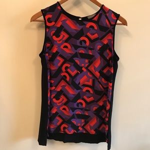 Vince Camuto Geometric Print Sleeveless Blouse